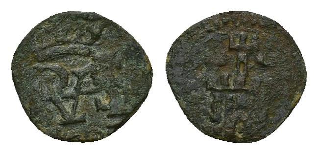 489   -  FELIPE III. Maravedí. 1602? Cuenca. AE 0,46 g. 12,3 mm. AC-103? Concreciones. BC+.