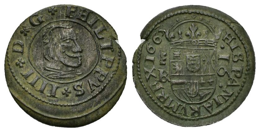 509   -  FELIPE IV. 16 maravedís. Segovia. BR. 1663. AE 3,93 g. 25,9 mm. AC-489. Cospel abierto. MBC+.