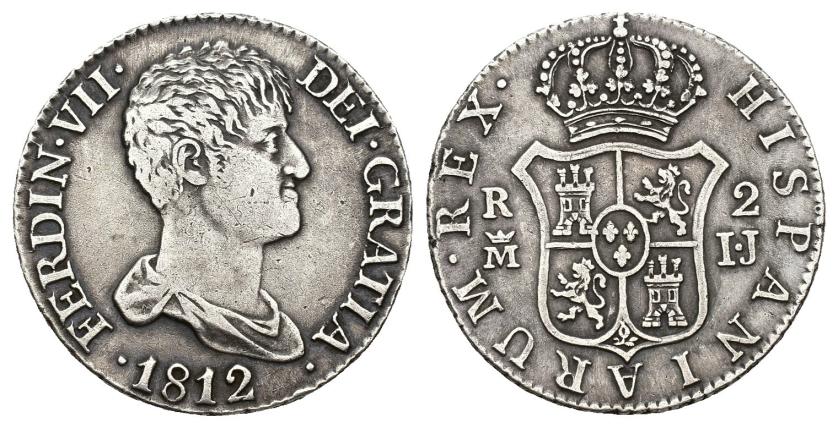 557   -  FERNANDO VII. 2 reales. 1813. Madrid. IJ. AR 5,75 g. 25,2 mm. VI-684. MBC.