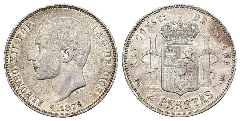 580   -  ALFONSO XII. 2 pesetas. 1879. Madrid. EMM. AR 9,95 g. 27 mm. VII-70. MBC.