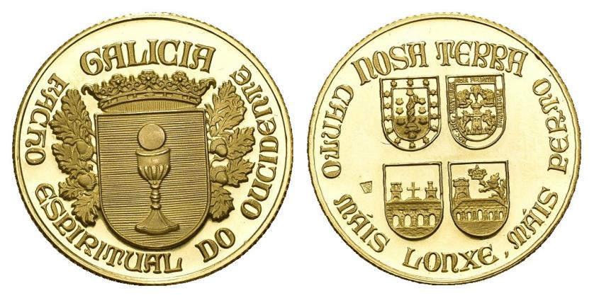 607   -  JUAN CARLOS I. La medalla de Galicia. Emisión privada. En estuche original. AU 14 g de 900 milésimas. FDC.