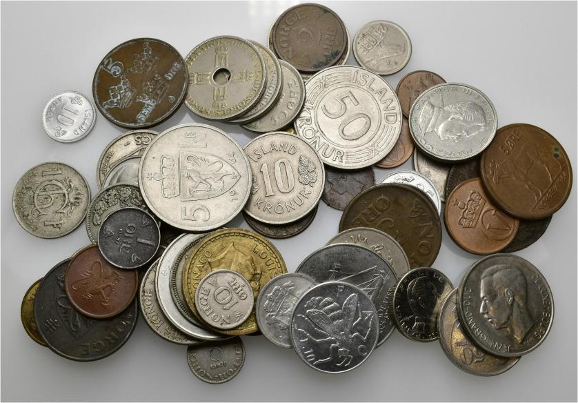 612   -  MONEDAS EXTRANJERAS. Lote de 57 monedas. Diferentes países europeos: San Marino (1), Letonia (1), Suecia (1), Mónaco (4), Reino Unido (1), Malta (1), Islandia (9), Luxemburgo (10), Noruega (29). De MBC a SC.