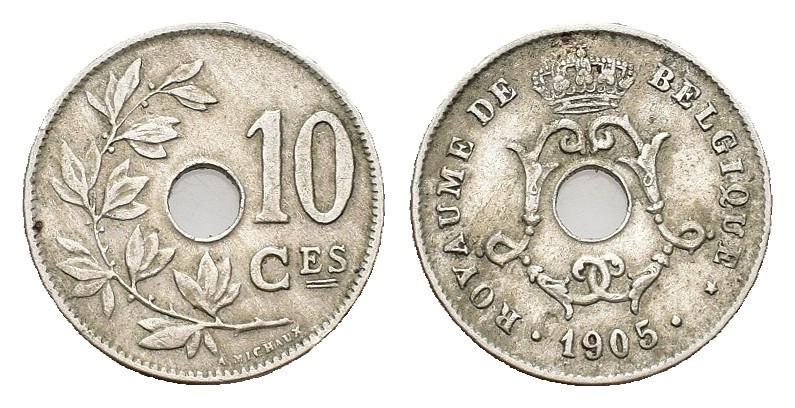 630   -  MONEDAS EXTRANJERAS. BÉLGICA. 10 centimes. 1905. CuNi 4,06 g. 22 mm. KM-52. MBC.