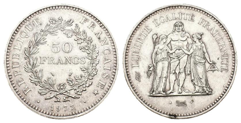 652   -  MONEDAS EXTRANJERAS. FRANCIA. 50 francos. 1977. AR 29,93 g. 41,1 mm. KM-941.1. EBC.