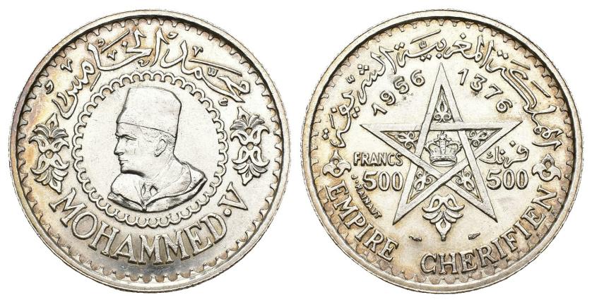 678   -  MONEDAS EXTRANJERAS. MARRUECOS. 500 francos. 1956. 22,51 g. 35,9 mm. KM-54. EBC.