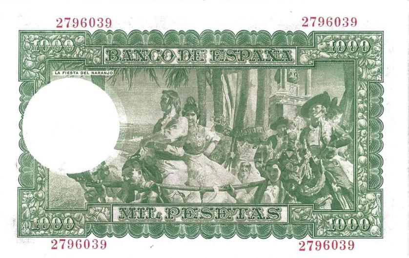 714   -  BILLETES ESPAÑOLES. 1000 ptas. 31 de diciembre de 1951. Joaquín Sorolla. 5/5. ED-D64. Sin doblar. MBC+.