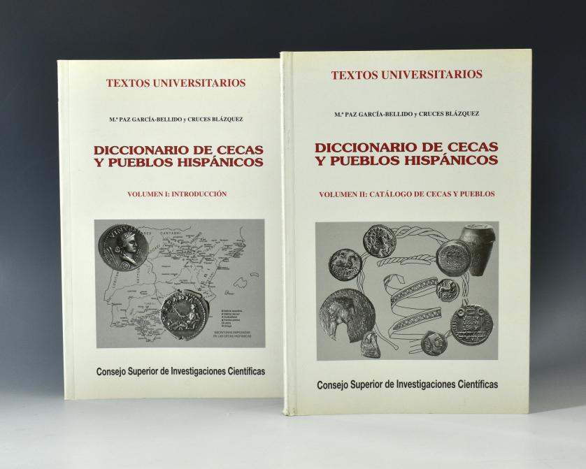 746   -  LIBROS. Mª Paz García- Bellido y Cruces Blázquez, Diccionario de cecas y pueblos hispánicos, volumen I -II, 2001.