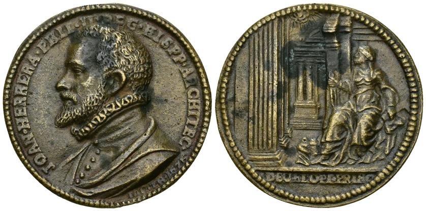 231   -  FELIPE II. Medalla. Juan de Herrera. Grabador: IAC. TR 1578 (?) (J. N. da Trezzo). AE 28,75 g. 47,5 mm. Armand I 242,8. Manchas de óxido. EBC-. 