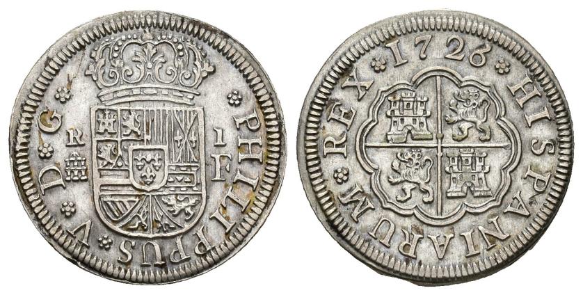 244   -  FELIPE V. Real. 1726. Segovia. F. AR 2,75 g. 20,8 mm. VI-530. EBC.