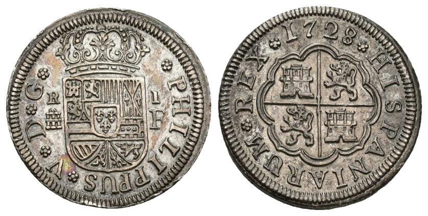 245   -  FELIPE V. Real. 1728. Segovia. F. AR 2,93 g. 20,9 mm. VI-532. EBC-/EBC.