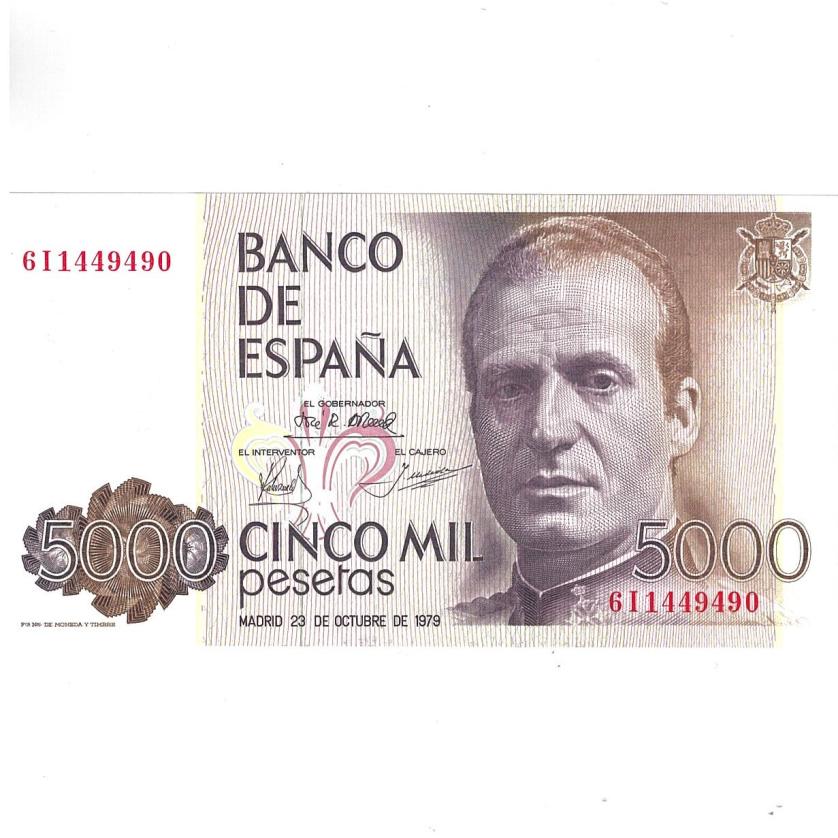 464   -  BILLETES ESPAÑOLES. 5000 pts. 10-1979. Juan Carlos I. Serie 6I. Rev. sin imprimir. ED-E 4a.