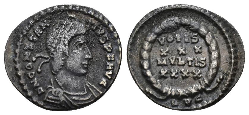 460   -  IMPERIO ROMANO. CONSTANCIO II. Silicua. Lugdunum (360-363). R/ VOTIS/XXX/MVLTIS/XXXX, exergo LVG. AR 1,99 g. 17,9 mm. RIC-216. Leves oxidaciones. MBC-/MBC.