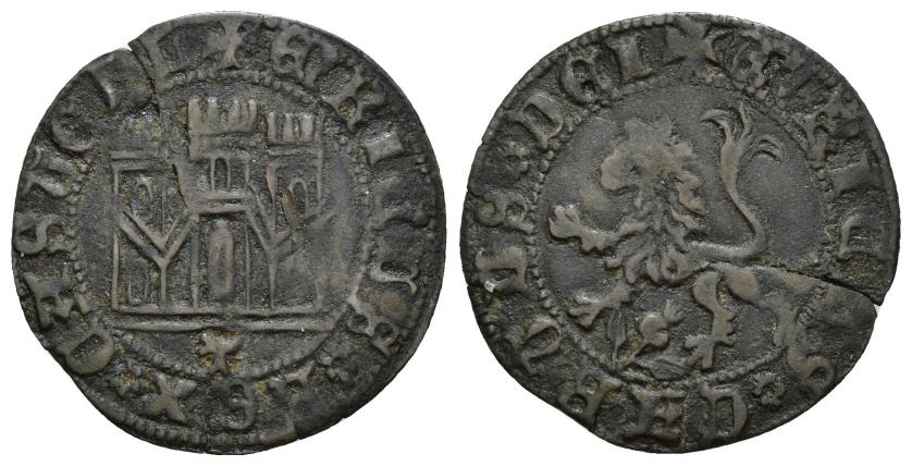 498   -  REINOS DE CASTILLA Y LEÓN. ENRIQUE IV. Maravedí. Toledo. VE 2,41 g. 25,7 mm. III-807. BMM-975. Fina grieta. MBC.