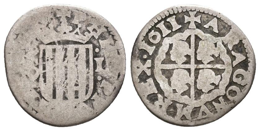 511   -  FELIPE III. Real. 1611. Zaragoza. AR 2,55 g. 19,7 mm. AC-575. BC/RC. Escasa.