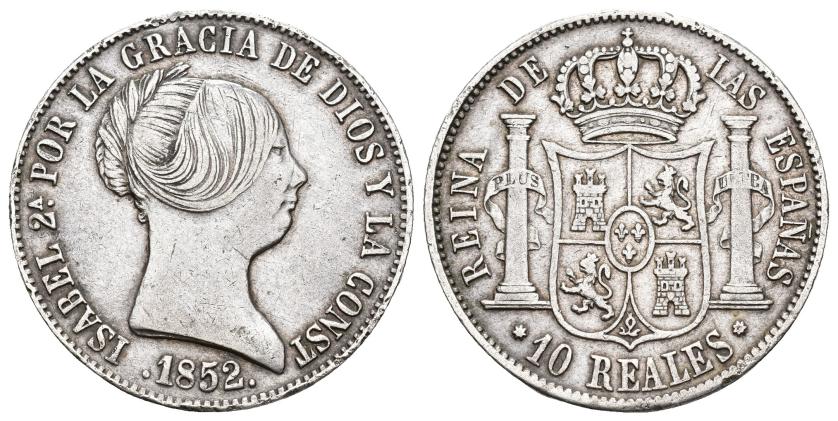 546   -  ISABEL II. 10 reales. 1852. Sevilla. AR 12,83 g. 29,4 mm. MBC. 