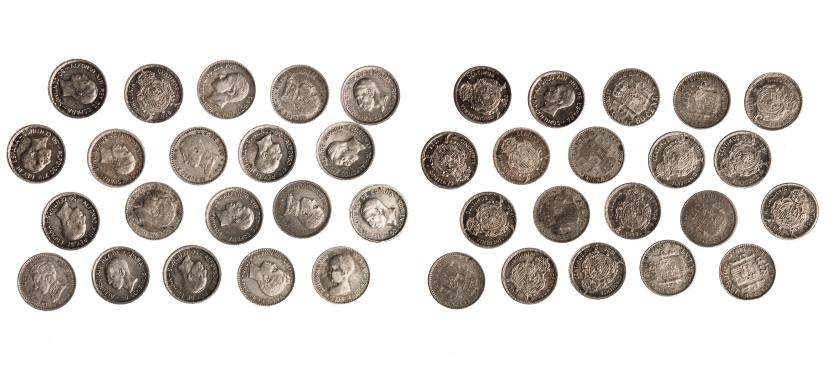 554   -  ALFONSO XIII. Lote de 20 piezas de 50 céntimos. MBC+/EBC.