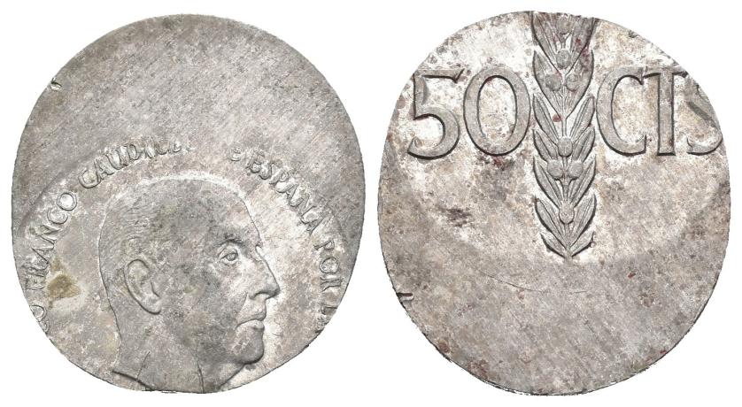 585   -  FRANCISCO FRANCO. 50 céntimos. (1966). Descentrada. 0,96 g. 21,9 mm. MBC+.