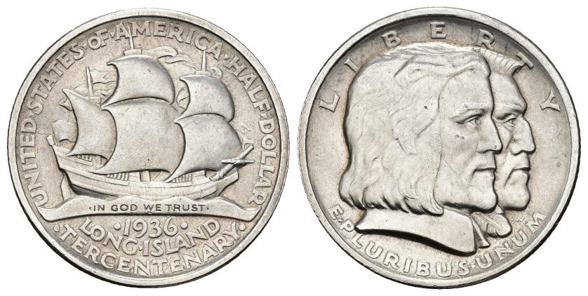 630   -  MONEDAS EXTRANJERAS. ESTADOS UNIDOS DE AMÉRICA. 1/2 dólar. 1936. 3 cent. Long Island. AR 12,48 g. 30,5 mm. KM-182. EBC/EBC-.