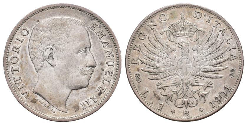648   -  MONEDAS EXTRANJERAS. ITALIA. Víctor Manuel III. 1 lira. 1901. Roma. R. AR 4,97 g. 23,1 mm. KM-32. MBC+.