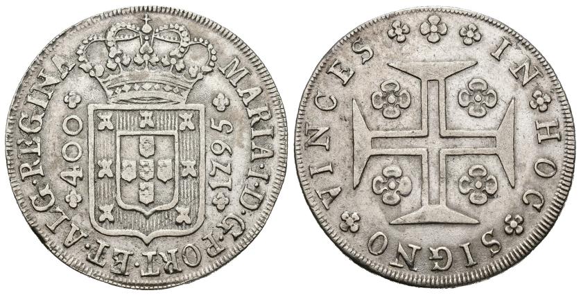 665   -  MONEDAS EXTRANJERAS. PORTUGAL. María I. 400 reis. 1795. KM-288. MBC.