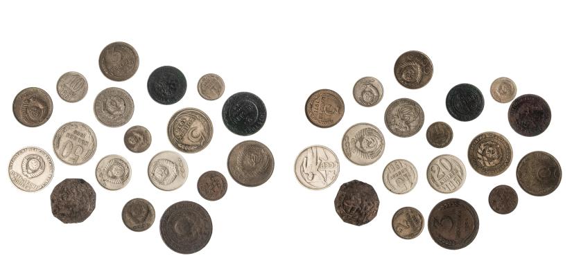 673   -  MONEDAS EXTRANJERAS. RUSIA. Lote de 17 monedas de Rusia de distintos valores y fechas (1897 a 1977) y 3 tengas de Turkestán. Total: 18 piezas. BC+/MBC+.