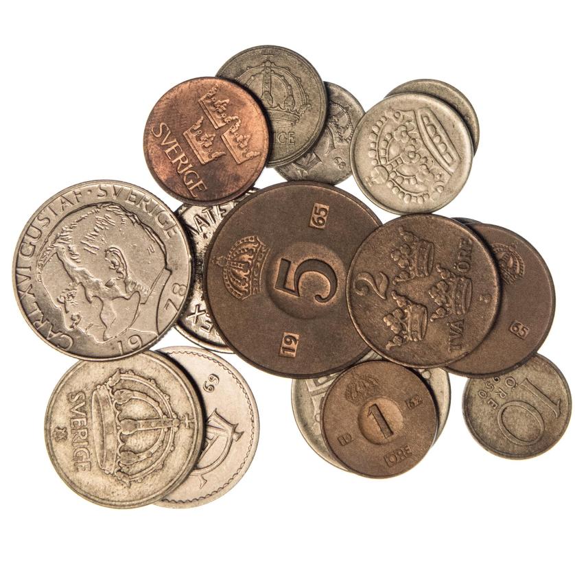 679   -  MONEDAS EXTRANJERAS. SUECIA. Lote de 17 monedas de distintos valores y fechas. MBC/EBC.