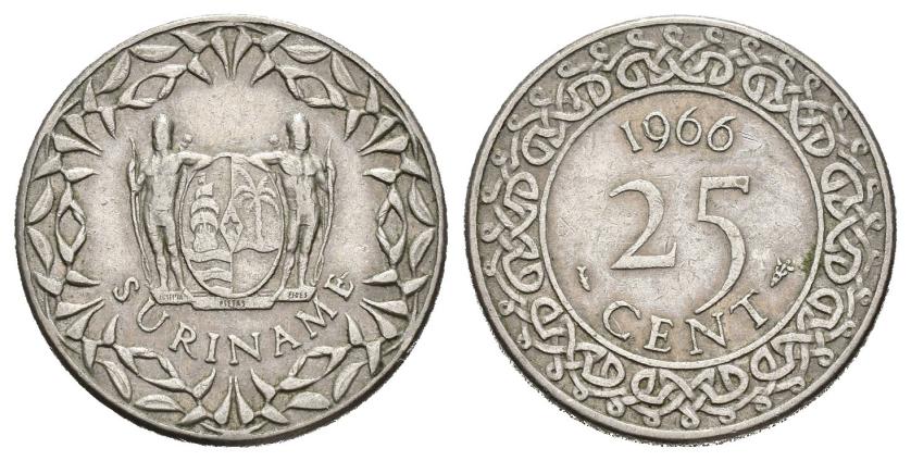 683   -  MONEDAS EXTRANJERAS. SURINAM. 25 cent. 1966. 3,49 g. 19,8 mm. MBC+.