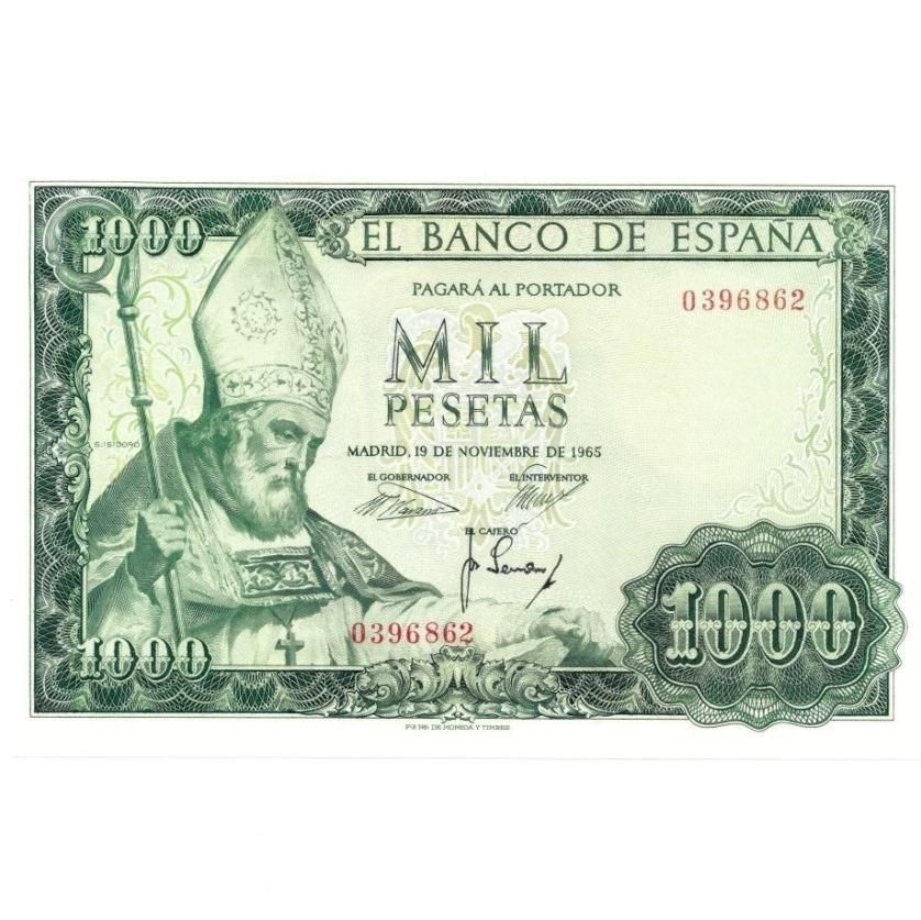 702   -  BILLETES ESPAÑOLES. 1000 pts. 11-1965. Sin serie. ED-D 72. SC.