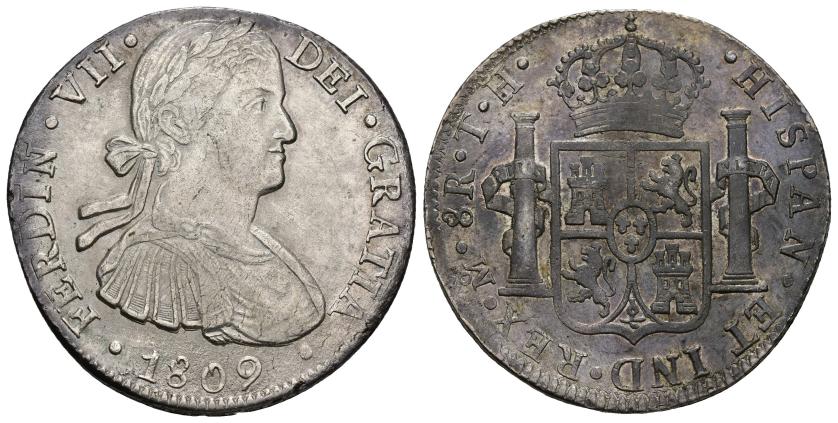 3273   -  FERNANDO VII. 8 reales. 1809. México. TH. AR 27,03 g. 39,07 mm. VI-1083. MBC.