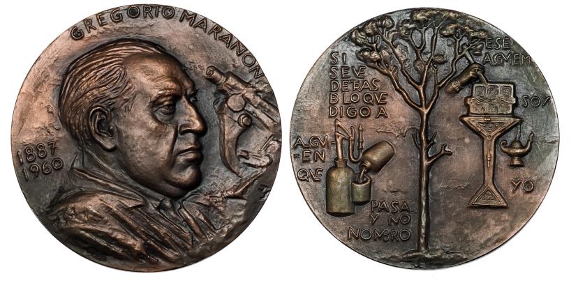 3311   -  FRANCISCO FRANCO. Medalla. Gregorio Marañón. 1887-1960. FNMT. AE 79,22 mm. SC.