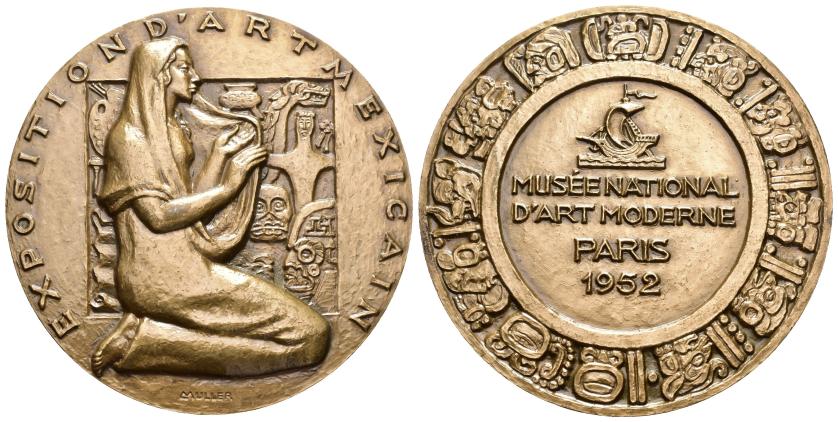 3336   -  MONEDAS EXTRANJERAS. MÉXICO. Medalla. 1952. Exposición arte mexicano en París. Cu 68 mm. SC.