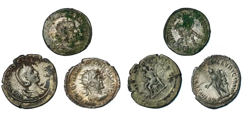 127   -  IMPERIO ROMANO. Lote de 3 antoninianos: Trajano Decio, Treboniano Galo y Herenia Etruscila. Uno con oxidaciones. BC+/MBC+.