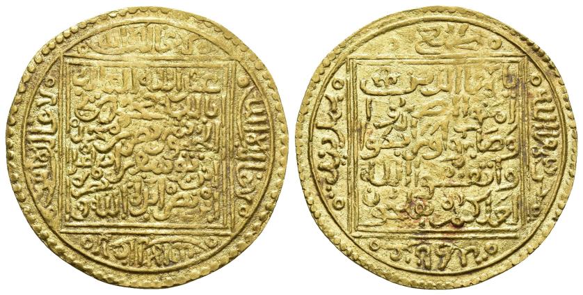 240   -  ACUÑACIONES HISPANO-ÁRABES. NAZARÍES. Muhammad IX. Dobla. Granada. AU 4,86 g. 32,7 mm. V-2175. R. Lorente-22. EBC-. Rara.