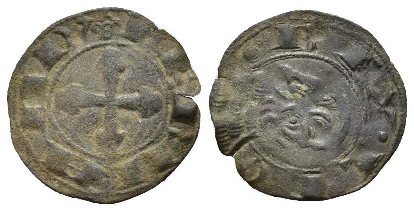 242   -  REINOS DE CASTILLA Y LEÓN. FERNANDO II. Dinero. León. A/ Cruz de círculos; FERNAND´. R/ . REX . LEO. VE 0,58 g. 17,63 mm. III-No. BMM-196. Imperatrix-F2:4.3, este ejemplar ilustrado. MBC-. Muy rara