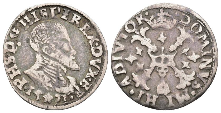 298   -  FELIPE II. 1/10 Philipsdaalder. 1571. Maastricht. AR 3,13 g. 25,7 mm. Vanhoudt-308 MA. MBC-/MBC.