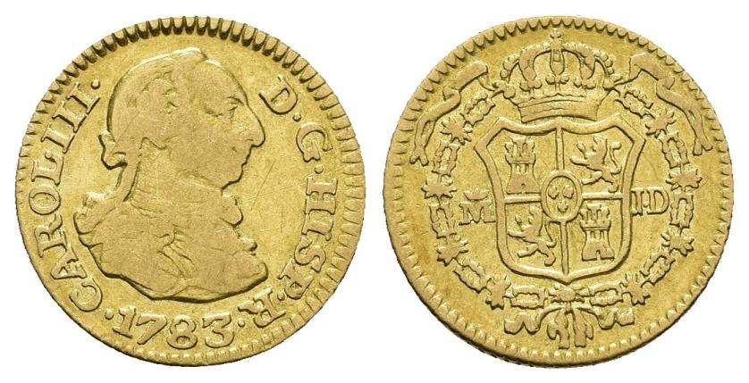 358   -  CARLOS III. 1/2 escudo. 1783. Madrid. JP. AU 1,70 g. 14,7 mm. VI-1062. MBC-/MBC.