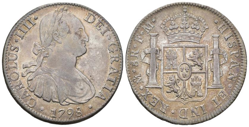 383   -  CARLOS IV. 8 reales. 1798. México. FM. AR 26,88 g. 39,6 mm. VI-794. MBC/EBC-. 