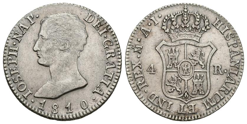 405   -  JOSÉ I BONAPARTE. 4 reales. 1810. Madrid. AI. AR 5,80 g. 26,4 mm. VI-13. MBC/MBC+.