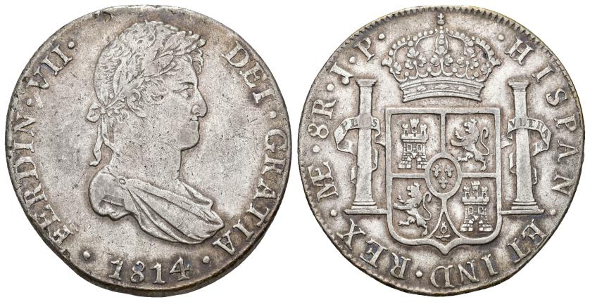442   -  FERNANDO VII. 8 reales. 1814. Lima. JP. AR 26,50 g. 39,15 mm. VI-1045. MBC/MBC+.