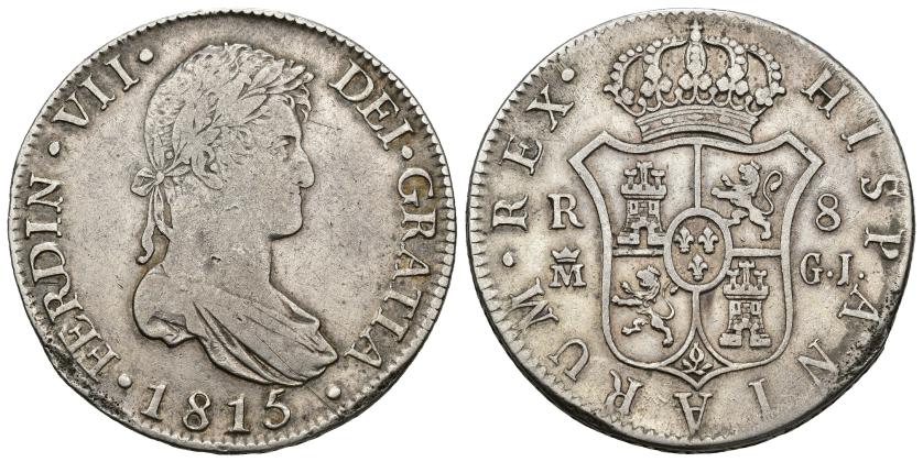 443   -  FERNANDO VII. 8 reales. 1815. Madrid. GJ. AR 26,77 g. 39,08 mm. VI-1066. MBC-/MBC.