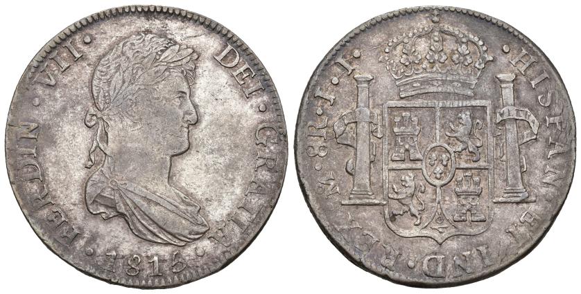 448   -  FERNANDO VII. 8 reales. 1815. México. JJ. AR 26,89 g. 39,47 mm. VI-1095. MBC/MBC+.