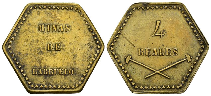 522   -  II REPÚBLICA. 4 reales. Minas de Barruelo. 8,37 g. 29,6 mm. Escasa.