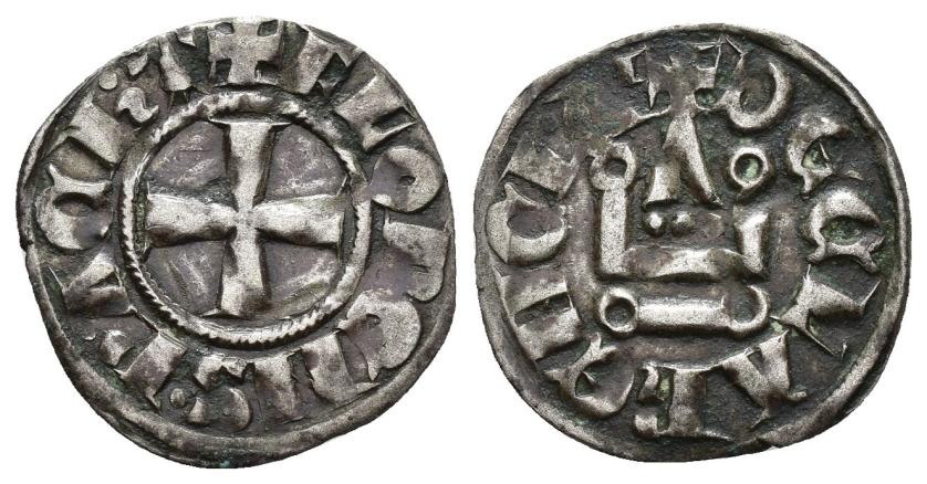 541   -  MONEDAS EXTRANJERAS. CRUZADOS. Principado de Acaia. Florencio de Henao (1289-1297). Dinero tornés. VE 0,96 g. 18,3 mm. MBC+.
