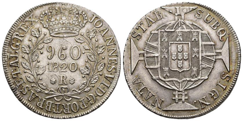 546   -  MONEDAS EXTRANJERAS. BRASIL. Juan VI. 960 reis. 1820-R. AR 26,70 g. 39,1 mm. KM-326,1. EBC-.
