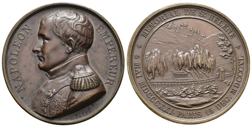 553   -  MONEDAS EXTRANJERAS. FRANCIA. Medalla. Napoleón, emperador. Memorial de Santa Helena. 5 mayo 1821, París, 15 diciembre 1840. Grabador A. Bovy. AE 31,8 g. 41,34 mm. EBC+.