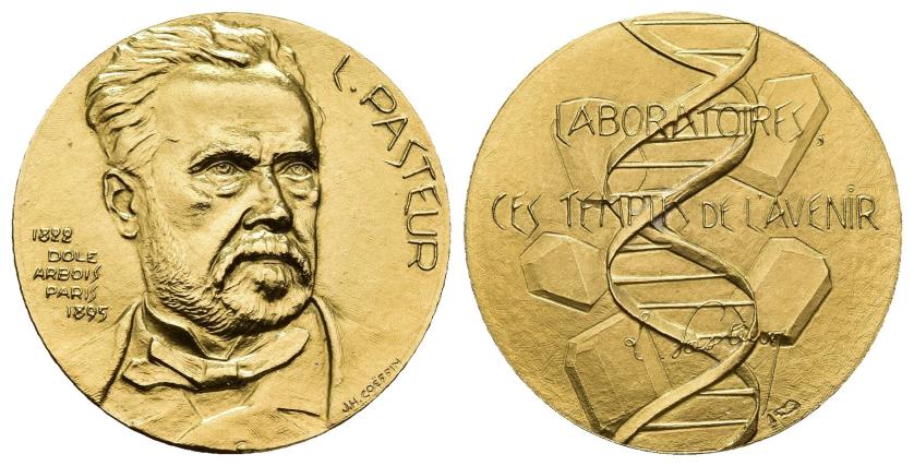 554   -  MONEDAS EXTRANJERAS. FRANCIA. Medalla. L. Pasteur (1822-1895). Laboratoiros C. T. de L'avenir. AU 7,1 g. 24 mm. SC.