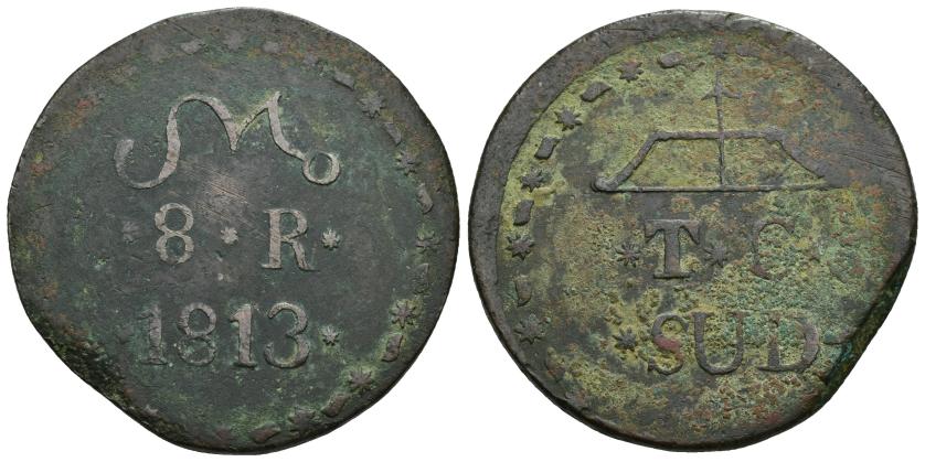 578   -  MONEDAS EXTRANJERAS. MÉXICO. 8 reales. 1813. Oaxaca. Tierra Caliente. Morelos. AE 26,46 g. 40,8 mm. KM-248. Oxidaciones. MBC-. 