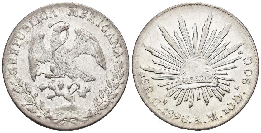 588   -  MONEDAS EXTRANJERAS. MÉXICO. 8 reales. 1896. Culiacan. AM. AR 27,41 g. 39,1 mm. KM-377.3. EBC.