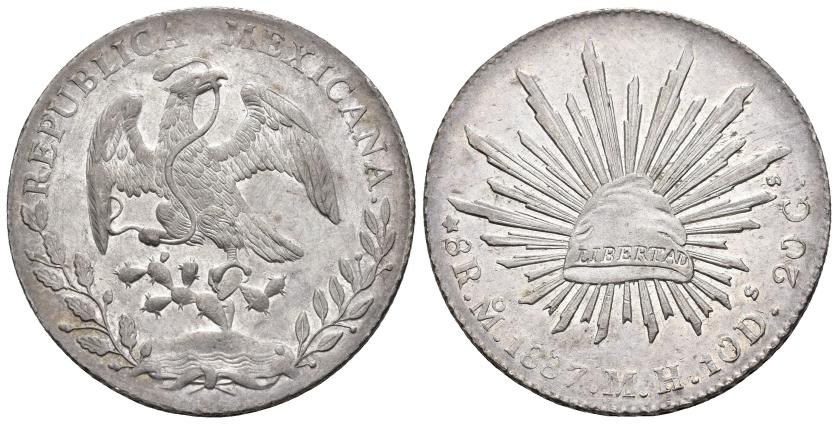 596   -  MONEDAS EXTRANJERAS. MÉXICO. 8 reales. 1887. México. MH. AR 27,19 g. 38,6 mm. KM-377.10. B.O. EBC+.