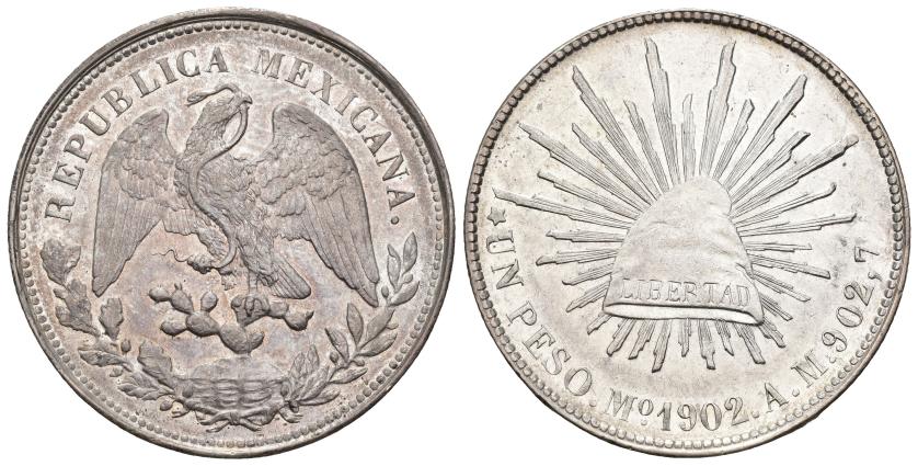 619   -  MONEDAS EXTRANJERAS. MÉXICO. 1 peso. 1902. México. AM. AR 27,01 g. 39,2 mm. KM-409.2. EBC+.